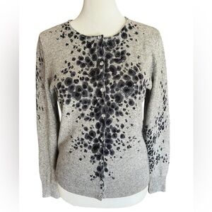 ONLY MINE Cashmere Silk Embellished Button-Up Cardigan Sweater Sz PM Luxurious